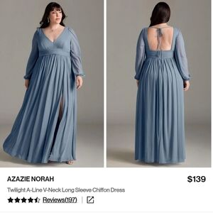 Azazie Norah Long Sleeve Dress in Twilight Blue